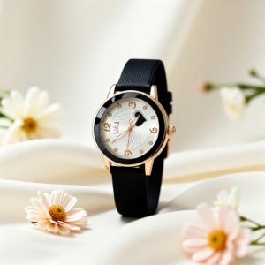 white daisy analog watch