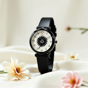 white daisy analog watch